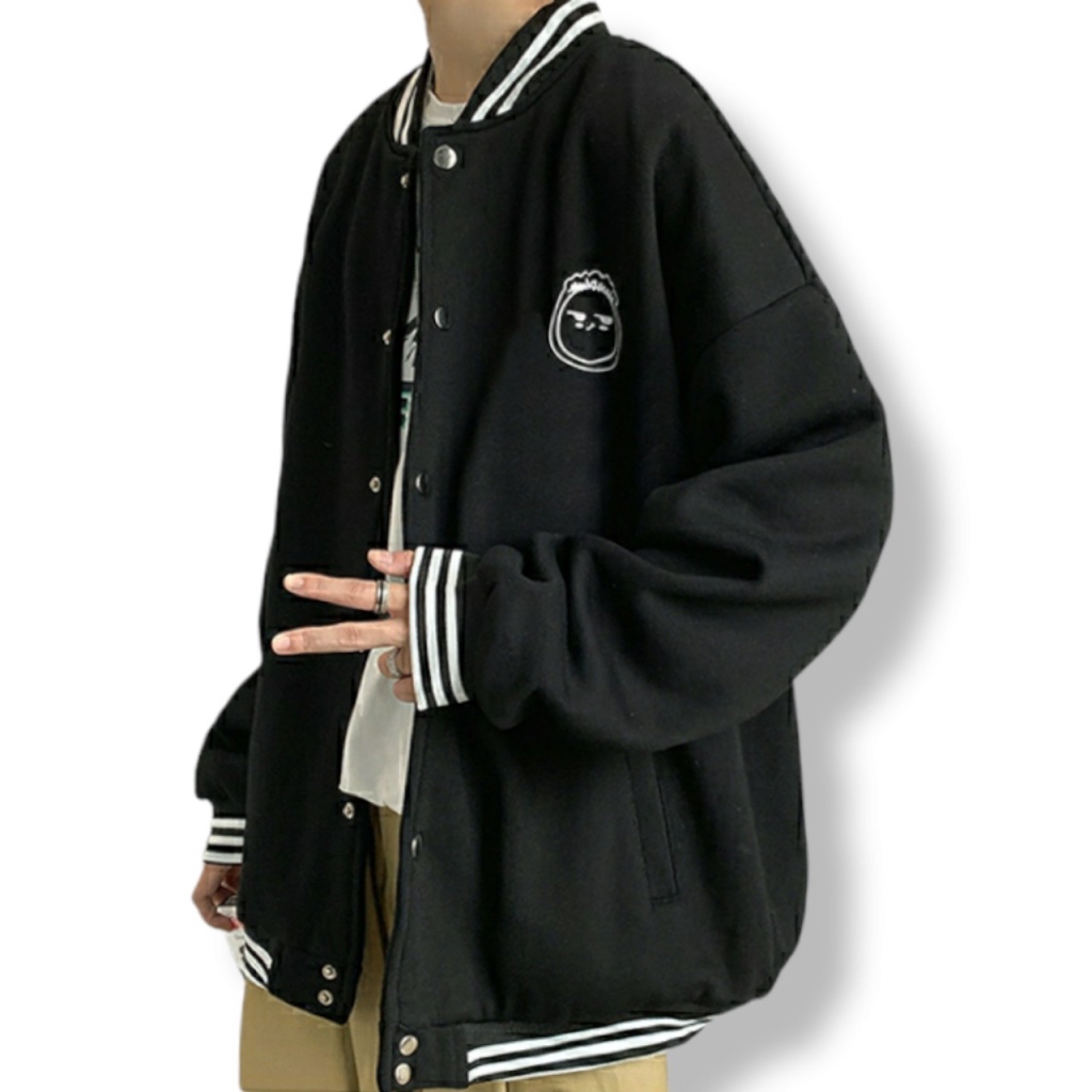 Áo khoác hoodie &amp; sweater kiểu Cardigan Nam Nữ form rộng Họa Tiết Thêu hình chất vải thun nỉ ngoại mềm mịn dễ thương - Đ