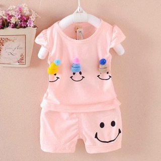 Set quần áo cộc tay mùa hè cho bé cotton 100%