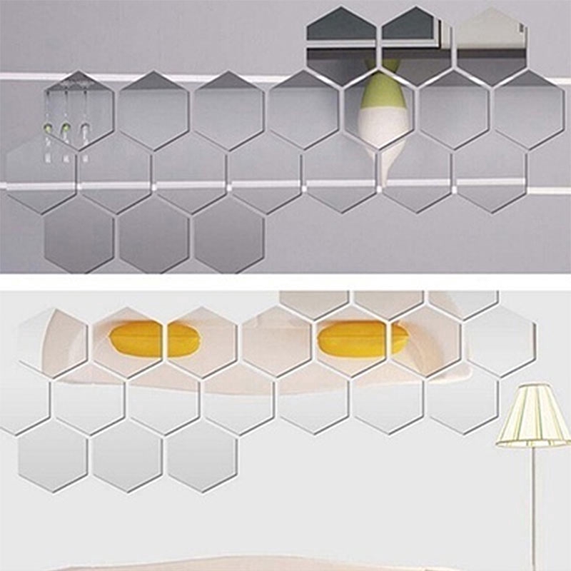 Set 12 Miếng Dán Trang Trí Hình Lục Giác  3D Nghệ Thuật