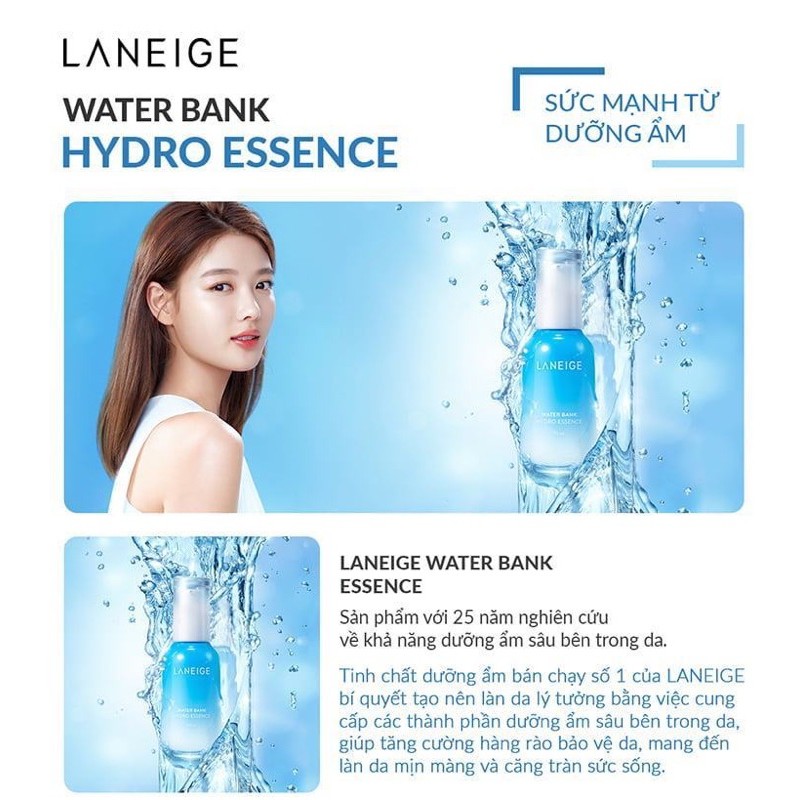 Tinh Chất Dưỡng Ẩm, Cấp Nước cho da mềm mịn Laneige Water Bank Essence 30ml