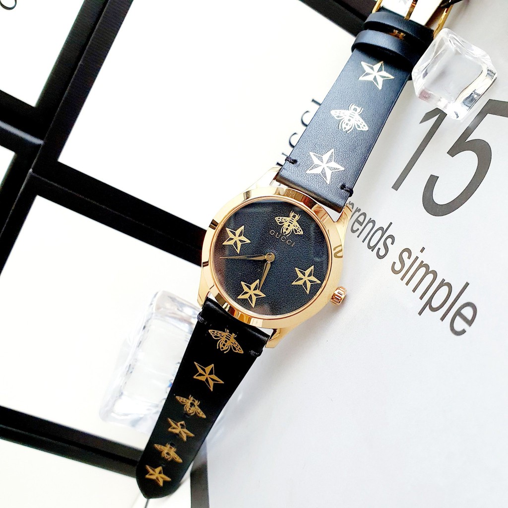 Đồng hồ nữ chính hãng Gucci G-Timeless YA1264055 - Máy Quartz pin Thụy Sĩ - Mặt kính sapphire - Dây da