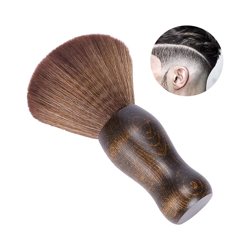Chổi phủi tóc dính trên cổ tay cầm bằng gỗ tiện dụng cho tiệm cắt tóc