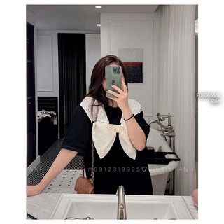 Đầm đen suông phối nơ ngực 0606