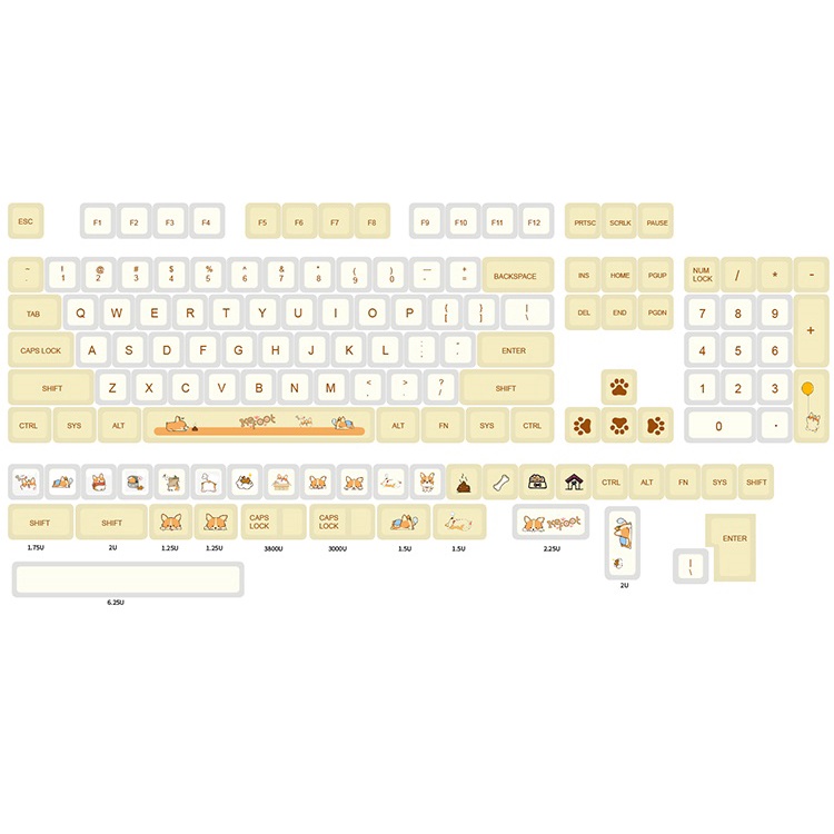 Bộ Keycap PBT nút bàn phím cơ profile XDA Corgi, Shiba phù hợp nhiều layout phổ biến