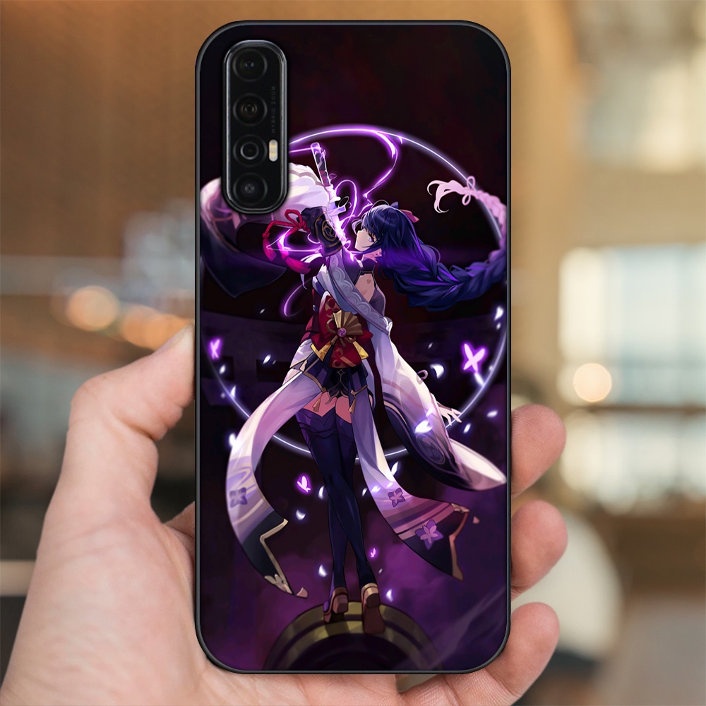 Ốp lưng Oppo Reno 3 Pro viền đen in hình Raiden Shogun Genshin Impact