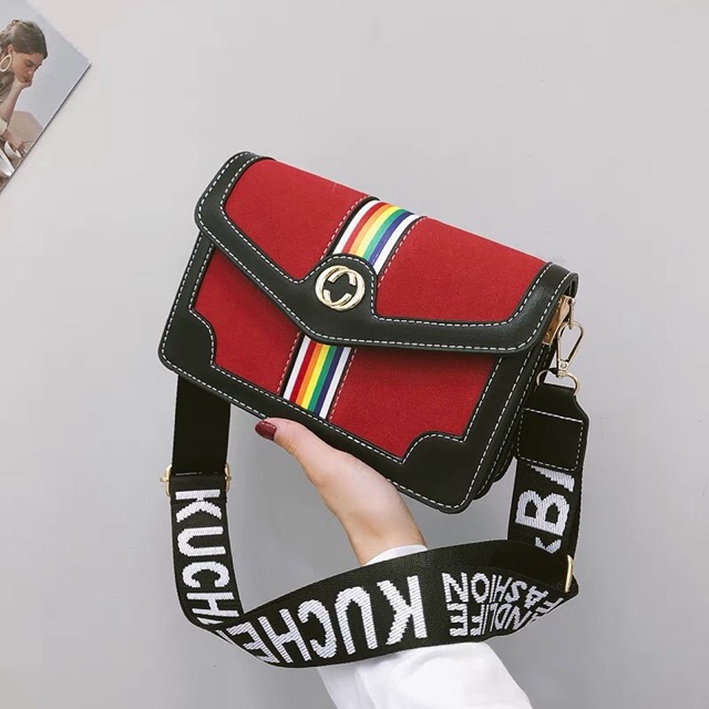 [ HOT NEW] túi da đeo chéo 7 sắc qoai kẻ dành cho giới trẻ