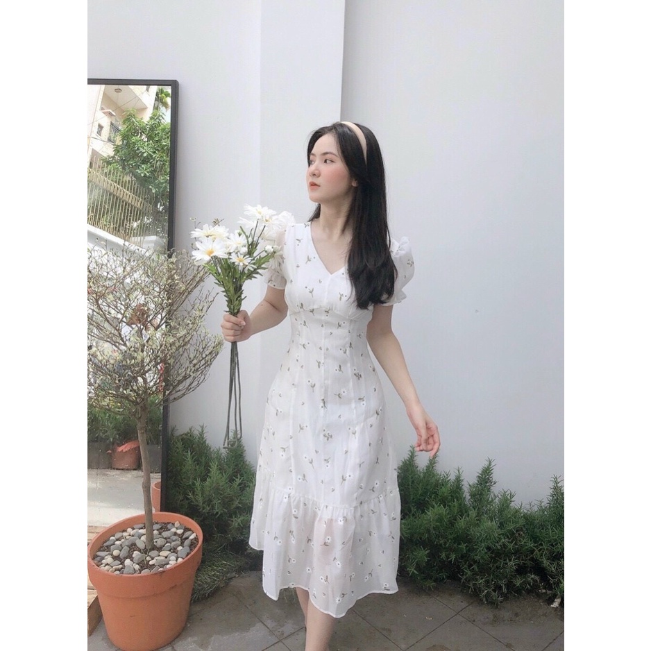 ĐẦM MAXI HOA ĐUÔI CÁ DÁNG XÒE-Hình shop chụp thật