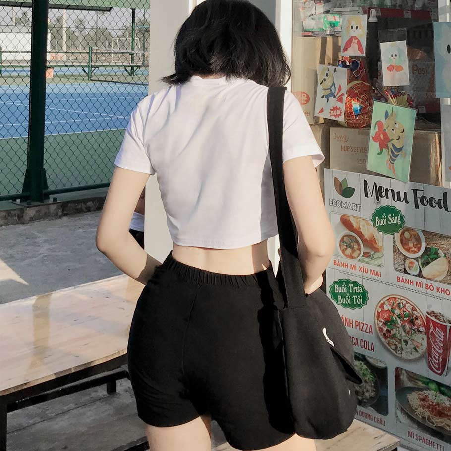 Áo Croptop Nữ Dáng Ôm Co Dãn Croptop Chất Cotton Dày Dặn Thoả Mái | BigBuy360 - bigbuy360.vn