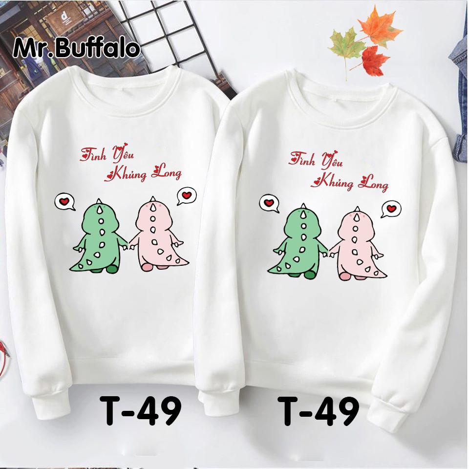 ÁO nỉ Couple Tình yêu Khủng long cực đẹp