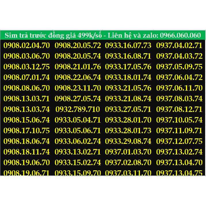 Sim số đẹp - thanh lý giá gốc - thu hồi vốn !