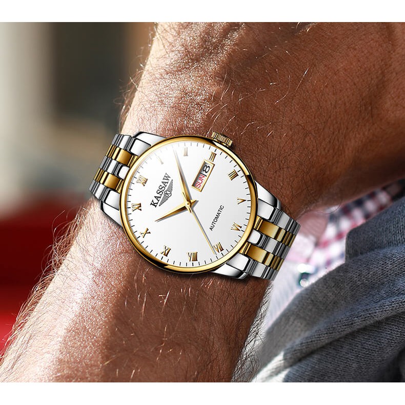 Đồng hồ nam chính hãng KASSAW K853-1 Kính sapphire ,chống xước,Chống nước ,BH 24 tháng,Máy cơ (Automatic) ,dây kim loại