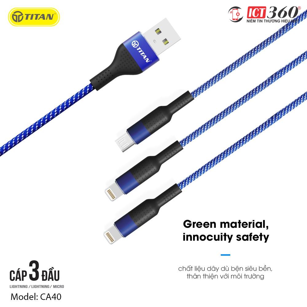 Cáp Sạc 3 Đầu Titan - Bảo hành 12 tháng 1 đổi 1