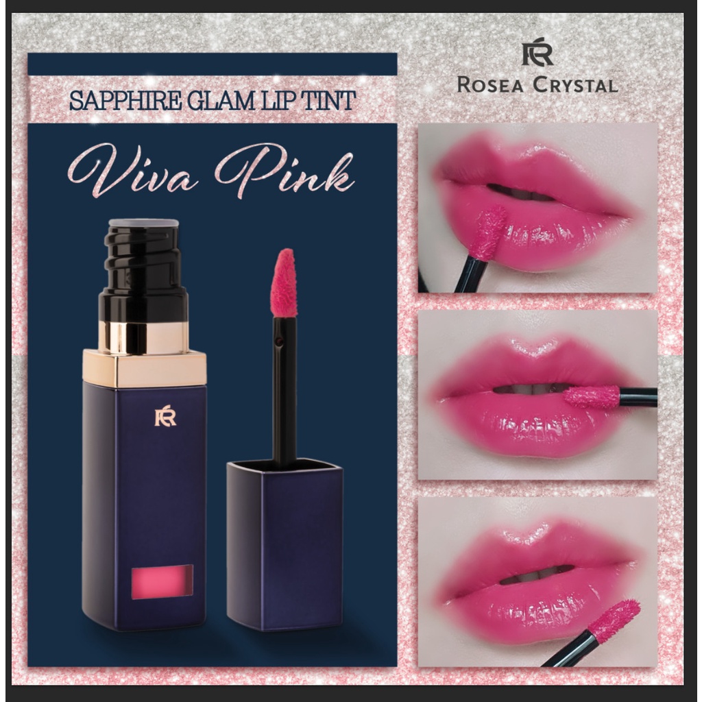 Son tint Rosea Crystal Sapphire Glam Lip Tint Viva Pink mềm môi, lâu phai 3.5g