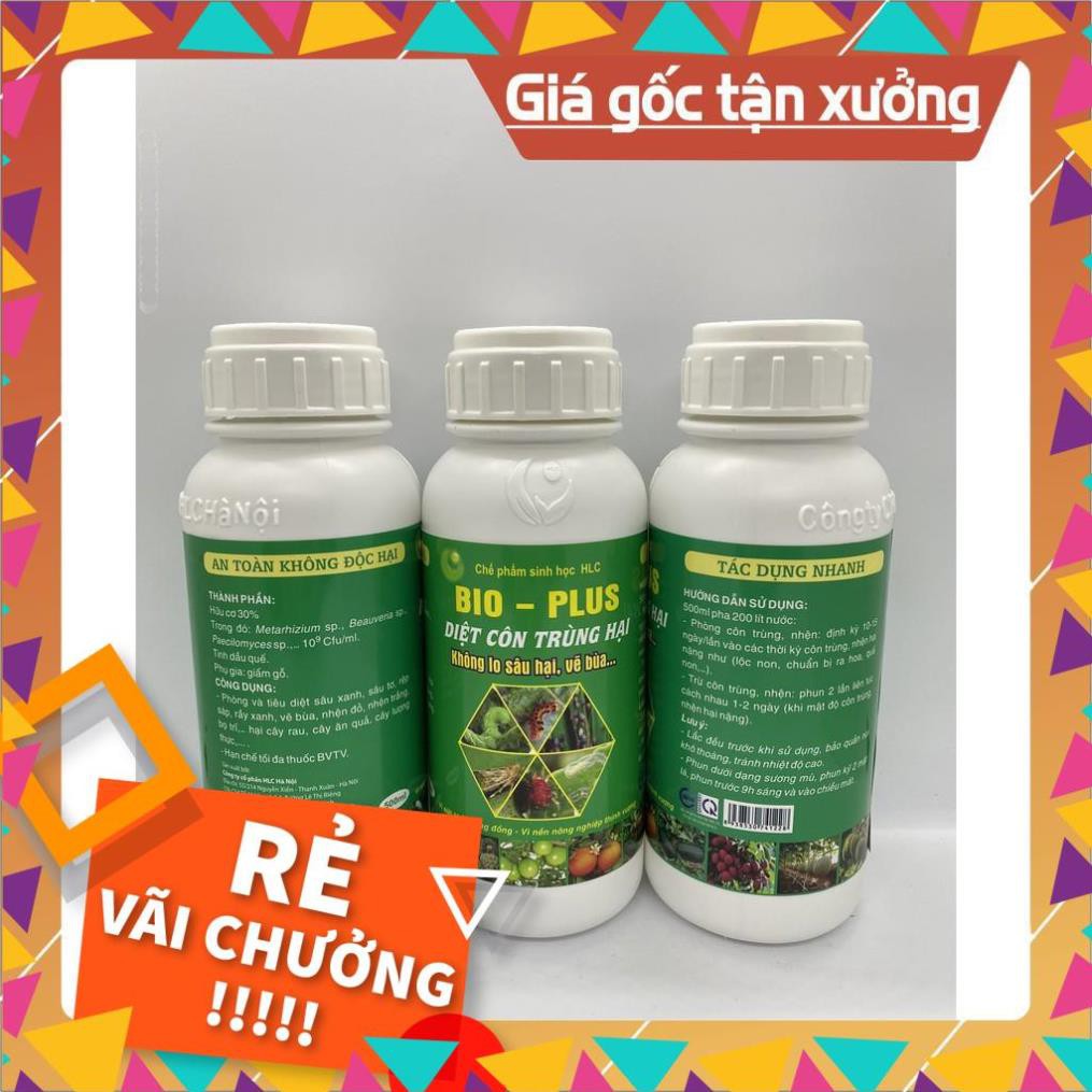 CHẾ PHẨM TRỪ SÂU SINH HỌC BIO PLUS HLC CHUYÊN DIỆT CÁC LOẠI SÂU VẼ BÙA, NHỆN ĐỎ, TRĨ, RẦY, RỆP,... CHO CÂY TRỒNG - 500ML