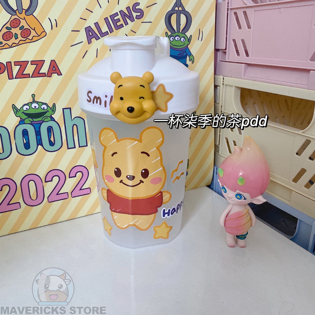 Bình Nước Nhựa Ba Mắt Họa Tiết Hoạt Hình Dễ Thương Di Động Tiện Dụng Cho Học Sinh