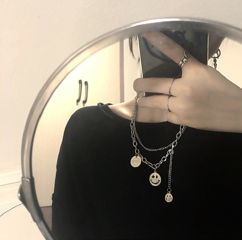 Dây Chuyền Mặt Hình Mặt Cười Phong Cách Hip Hop Cá Tính