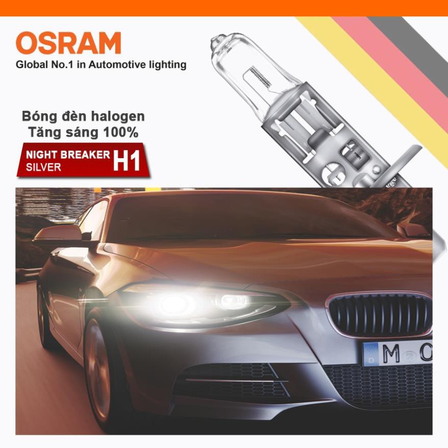 Bóng đèn halogen tăng sáng 100% OSRAM NIGHT BREAKER SILVER H1 12v 55w - Nhập Khẩu Chính Hãng