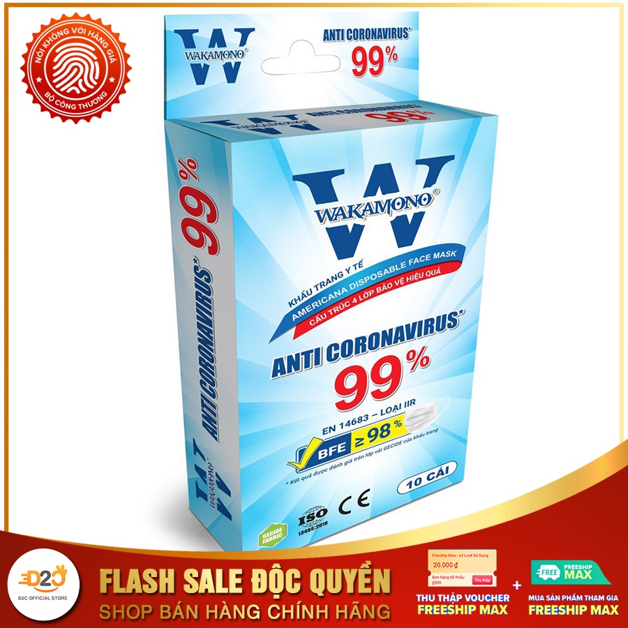KHẨU TRANG Y TẾ WAKAMONO – (4 Lớp, Hộp 10 Cái) D2C | BigBuy360 - bigbuy360.vn