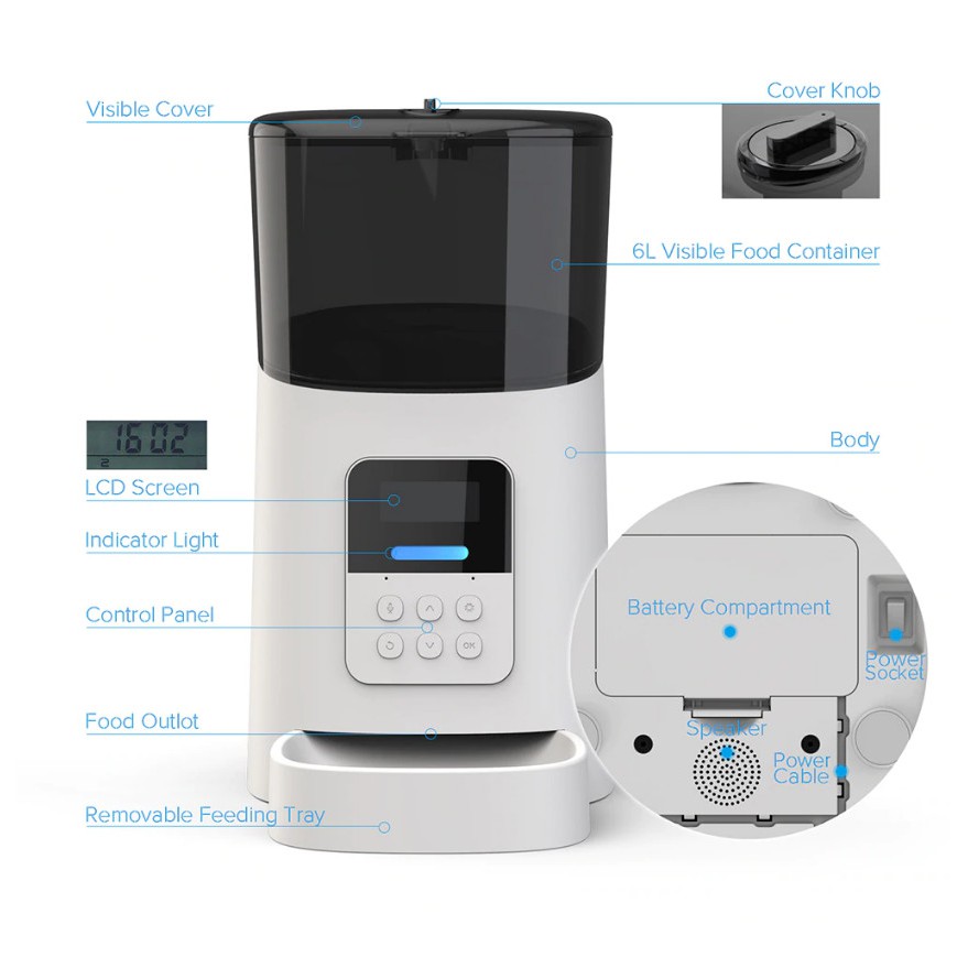 Pet Feeder 6L Máy cho thú cưng ăn LED UV&amp;Voice - Home and Garden
