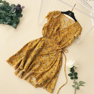(Order-M) Ulzzang Váy hoa nhí buộc vạt chéo M022-1