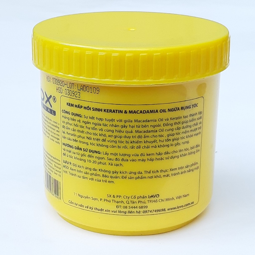 Hấp dầu ủ tóc Lavox giữ màu nhuộm 04 D Tinh chất Nano Collagen Lavox 500ml