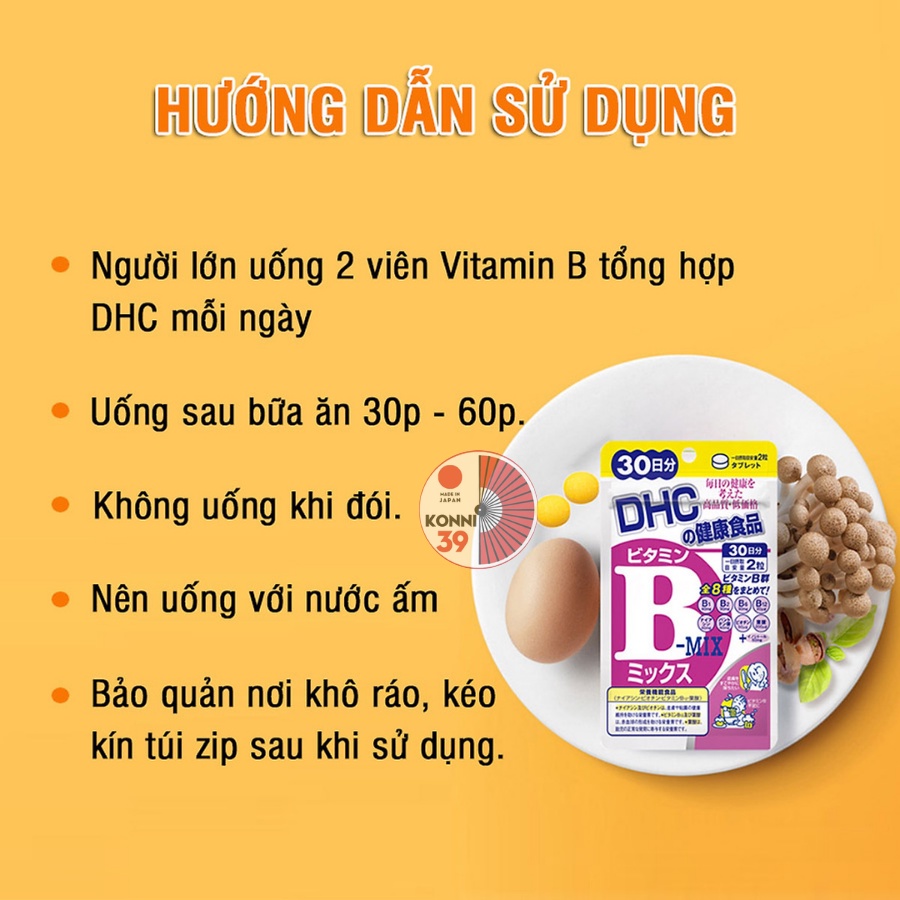 Viên uống Vitamin B tổng hợp DHC Vitamin B Mix 30 ngày và 90 ngày - Konni39