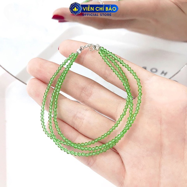 Lắc tay bạc nữ chuỗi Pha Lê trơn nhiều màu chốt bạc 925 thời trang phụ kiện trang sức nữ Viễn Chí Bảo L400643