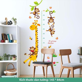Miếng dán tường 3D trang trí phòng ngủ cho bé, các loại giấy và decal dán tường hiện đại  (Thước Hươu Cao Cổ)