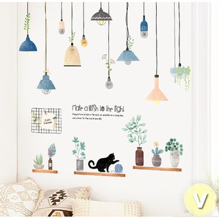 Decal dán tường Đèn mèo con