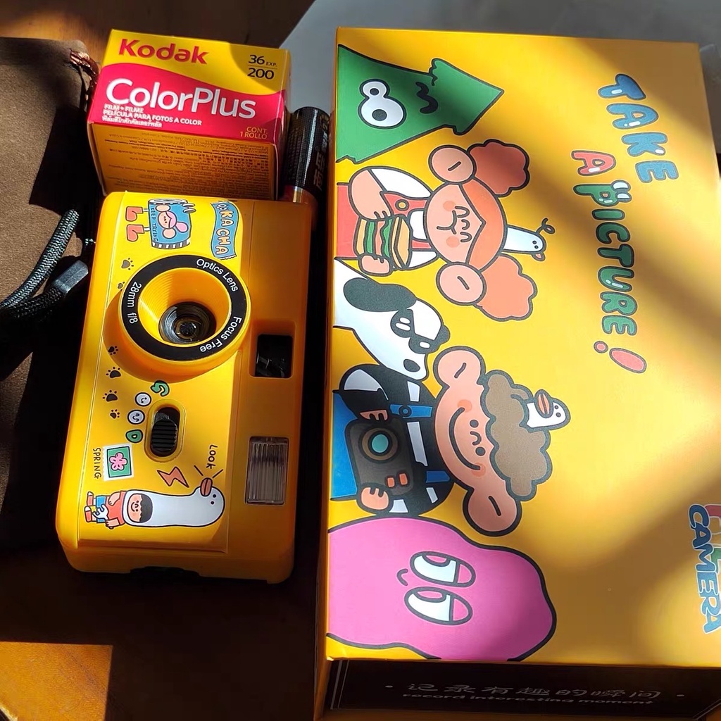 Máy ảnh phim FYE phong cách retro, hoạt hình siêu cute có đèn flash chính hãng, tặng kèm phim chụp ảnh Kodak
