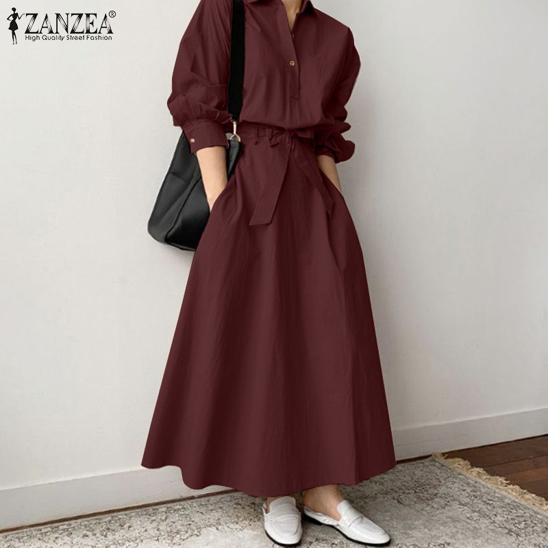 ZANZEA Đầm Maxi Tay Ngắn Thời Trang Cho Nữ | BigBuy360 - bigbuy360.vn