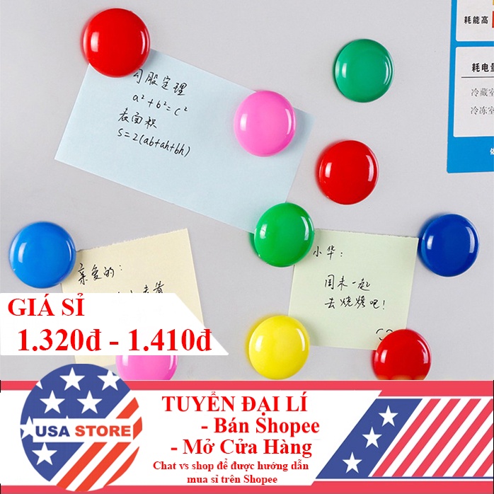 Viên Nam Châm Tròn Gắn Dính Bảng Từ Nhiều Màu - Viên Dính Bảng Từ Dậy Học, Giấy Nhớ Tủ Lạnh