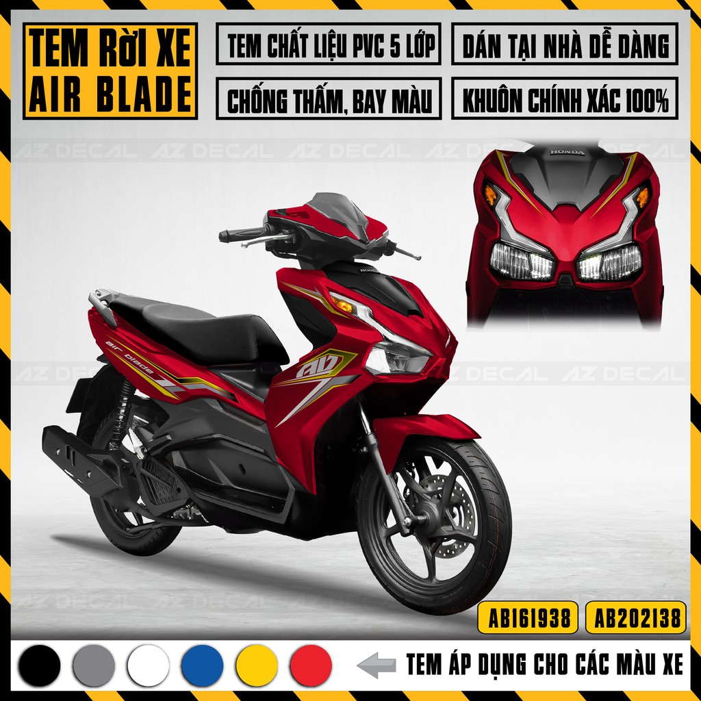 Tem Xe Airblade Tạo Điểm Nhấn | AB38 | Decal Rời Xe AB Air Blade Chống Nước, Chống Bong Tróc, Dễ Dán