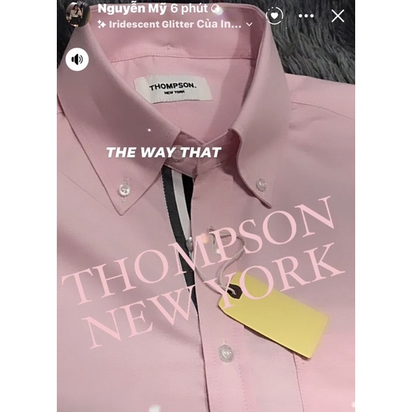 Áo sơ mi Thompson  hồng phấn cao cấp viền khuy
