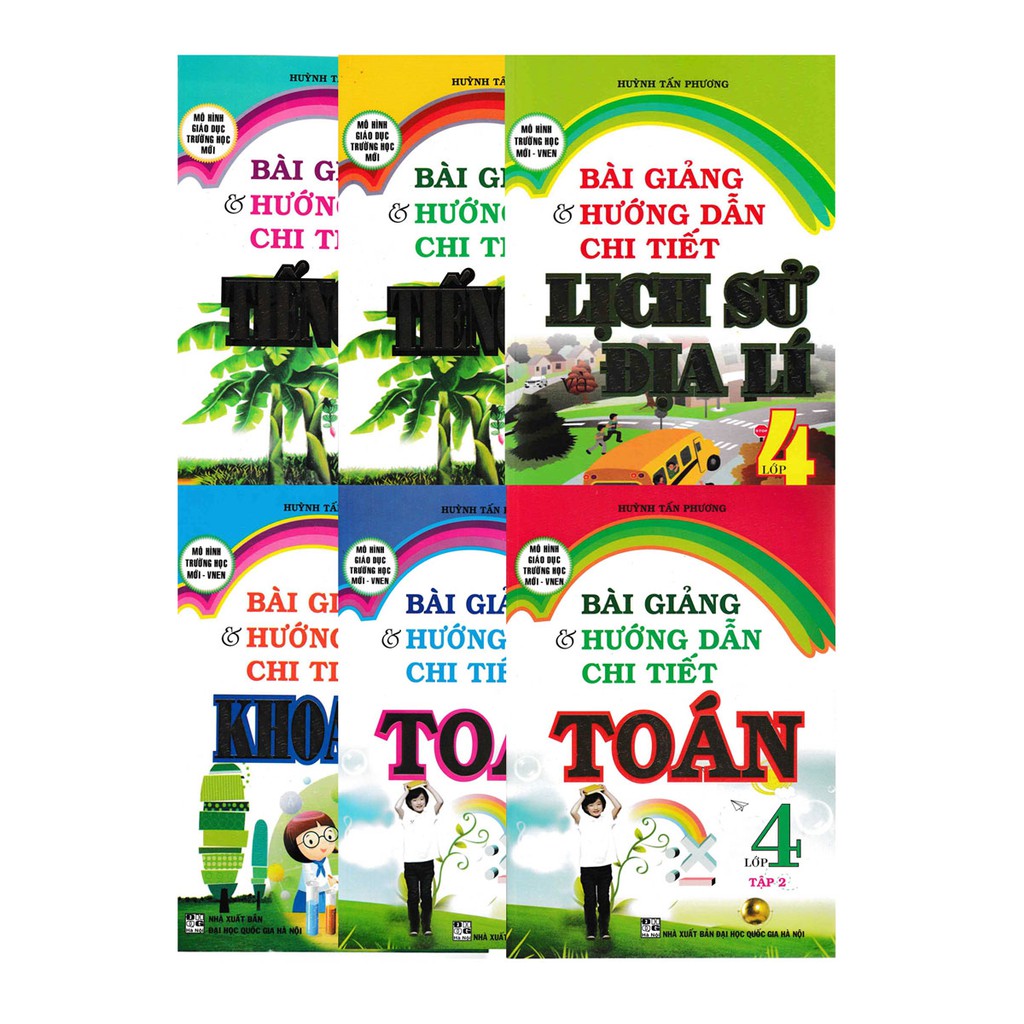 SÁCH - Combo bài giảng và hướng dẫn chi tiết các môn học lớp 4 - mô hình trường học mới VNEN- 6 cuốn  - HAB