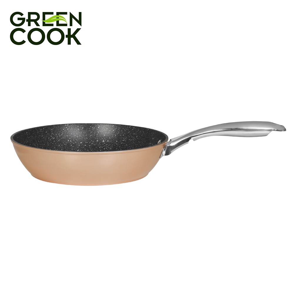 [Không Kén Bếp]Chảo đáy từ vân đá hoa cương chống dính Green Cook GCP08 sâu lòng tay cầm inox chống bỏng chắc chắn