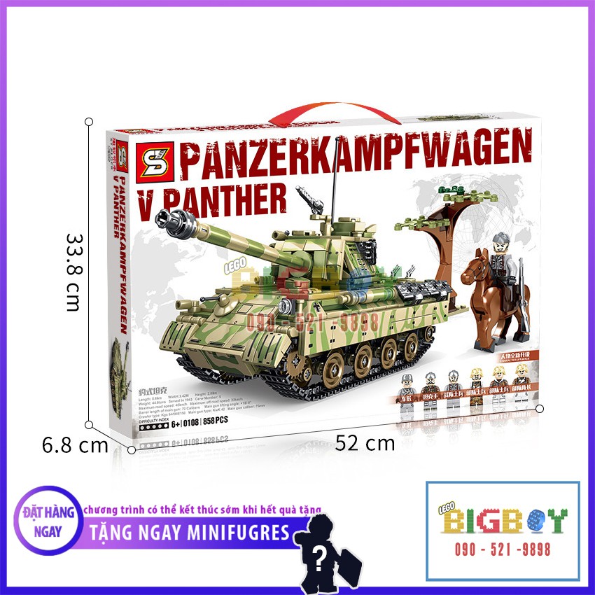 [GIẢM GIÁ] Đồ Chơi Xếp Hình Lego Xe Tank Quân Sự Cao Cấp 0108, 858PCS, Chất Liệu ABS