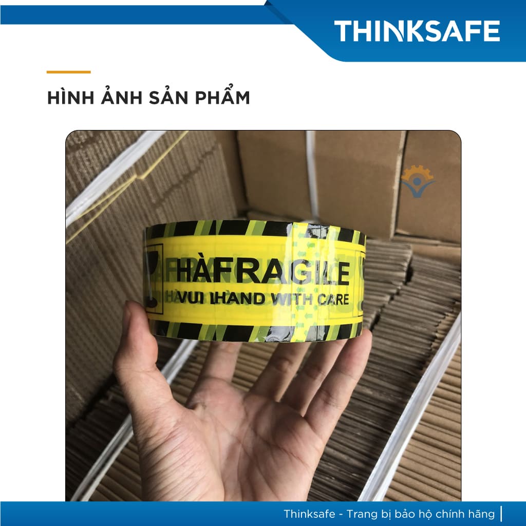 Băng keo cảnh báo hàng dễ vỡ  keo dán thùng đa dụng dính tốt không chảy keo - THINKSAFE