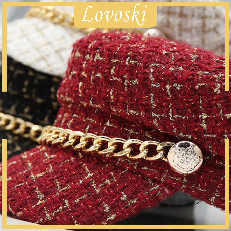 [LOVOSKI]Womens Classic Retro Tweed Plaid Newsboy Cap Flat Top Visor Cabbie Hat