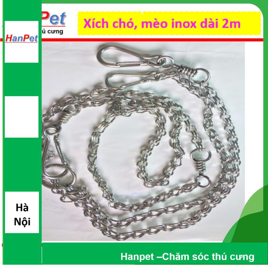 HN-Xích Inox chống gỉ, chống xoắn cho chó, size 2 xích chó lớn xích dài 1,6mm (hanpet 325c) (dùng cho chó &lt;15kg)