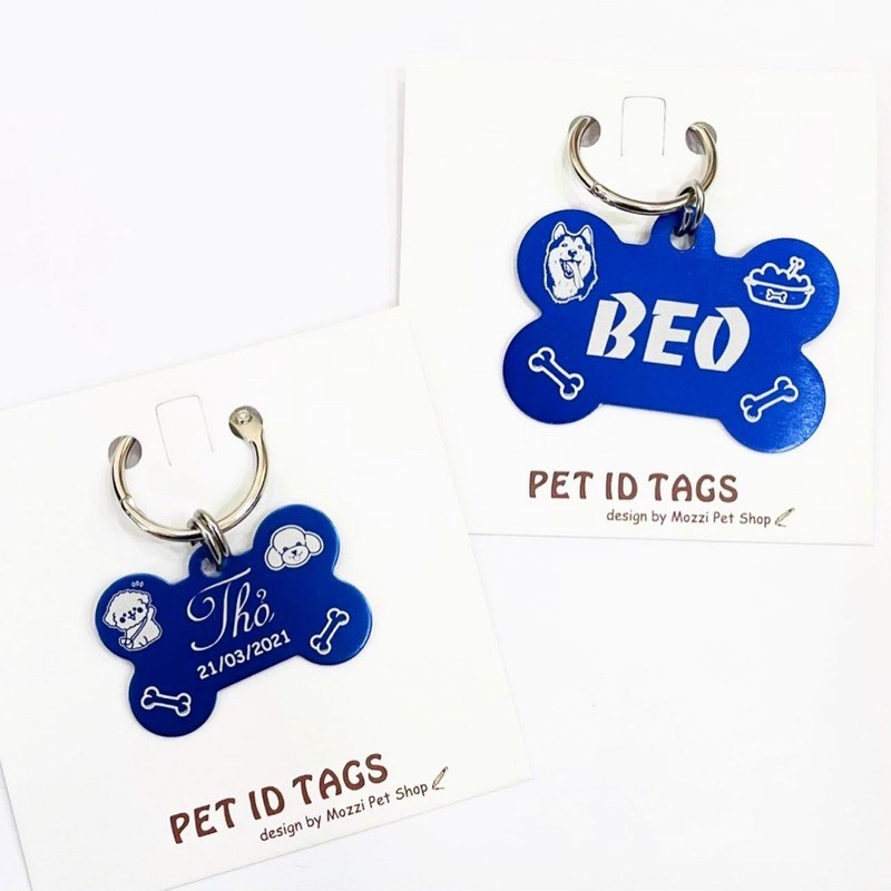 Thẻ tên kim loại nhôm khắc tên chó mèo - Pettag Mozzi