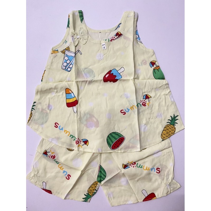 Bộ lanh bé gái sát nách kiểu xoè 5-30kg vải lanh (tole) mặc mát cho mùa hè