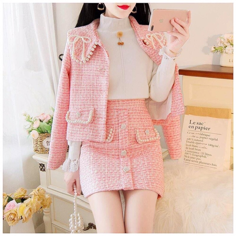 Set váy dạ nữ cao cấp kiểu dáng sang chảnh QCNP3697