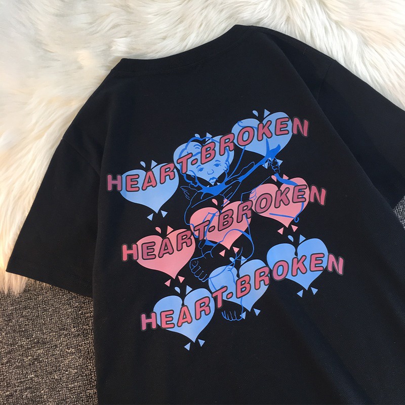 NRVP Áo Thun Mùa Hè Tay Cộc Oversize In Họa Tiết Phong Cách Hàn Quốc Cho Nam / Nữ