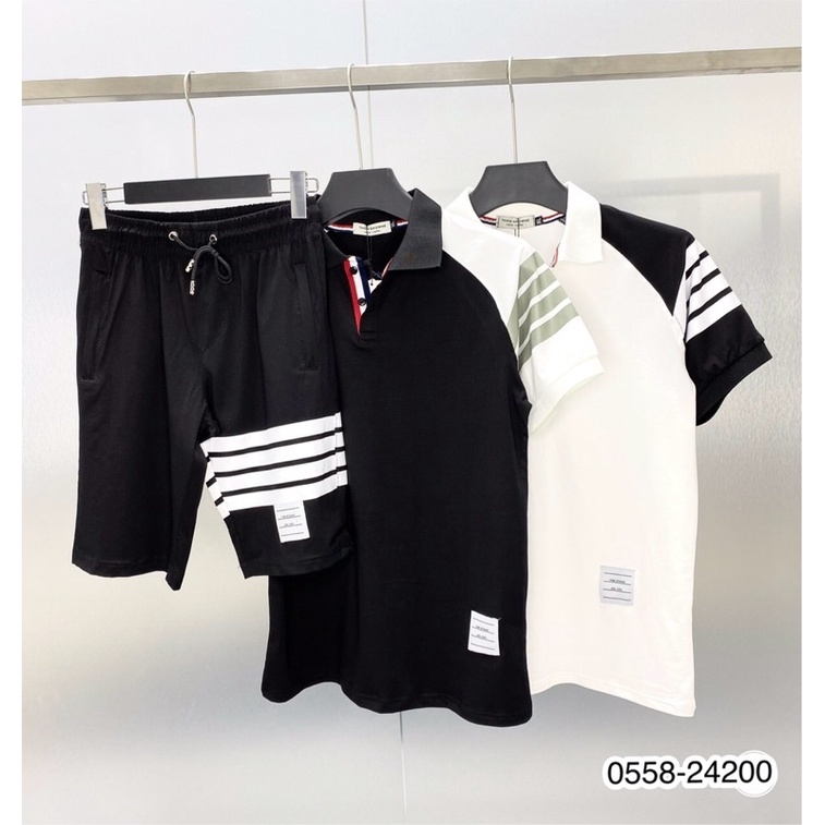 [Sẵn Hàng] Bộ Quần Áo Nam Polo Thom Browne Siêu Đẹp - Bộ Quần áo Nam Polo Viền Trắng