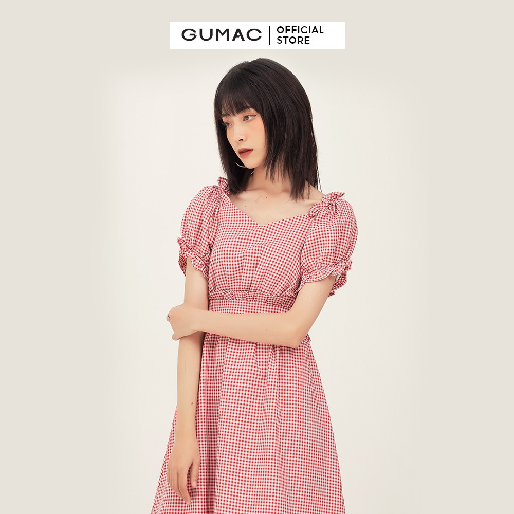 Đầm xòe nữ họa tiết caro bản eo GUMAC đủ màu đủ size, năng động, trẻ trung DB341 | BigBuy360 - bigbuy360.vn