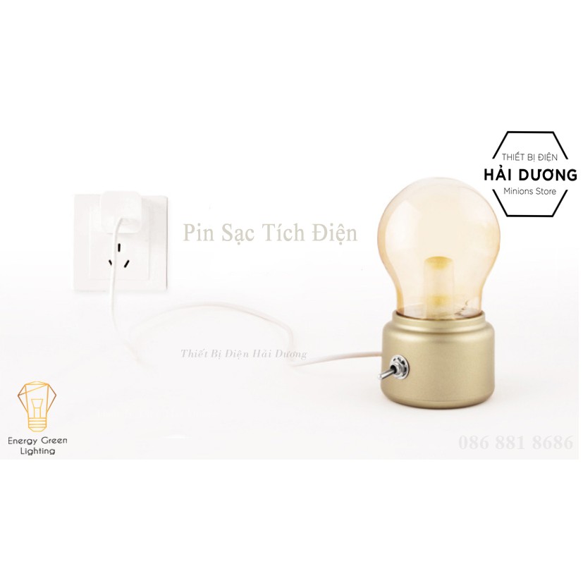 Đèn Ngủ LED Mini Decor Giả Đèn Dầu JP-TTN - Pin Sạc Tích Điện Sáng 25 Giờ Liên Tục-Ánh Sáng Vàng - Energy Green Lighting