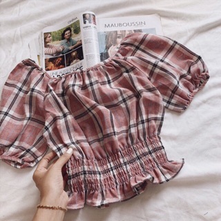 ÁO CROPTOP SỌC BO EO - ÁO CARO CROPTOP KÈM HÌNH THẬT