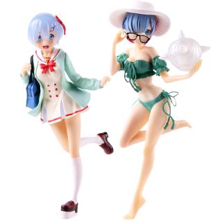 Mô hình đồ chơi nhân vật anime Re Zero Re : Life in a Different World from Zero Rem Ram School mặc đồng phục/đi biển