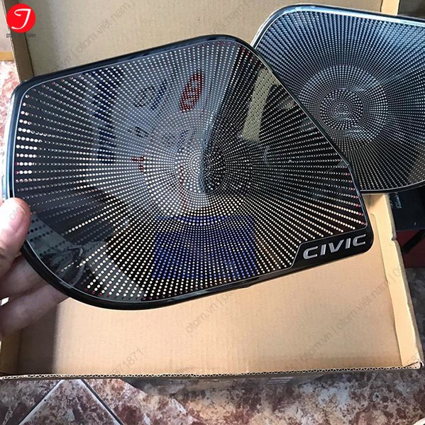 Ốp màng loa cánh cửa Honda Civic 2019-2023 titan vân xước cao cấp -ABF- Auto